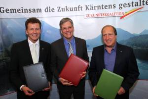 Werden sie Kärnten aus der geographischen, ökonomischen und mentalen Randlage herausführen? Die Absicht ist erkennbar. Foto: Büro LH Kaiser